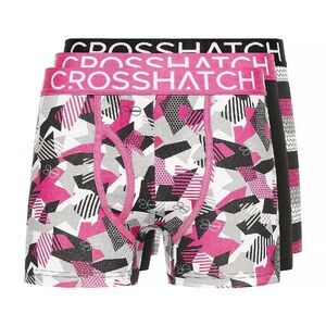 Crosshatch Mens Crystaline Geometric Boxer Briefs (Pack of 3) / Fuchsia